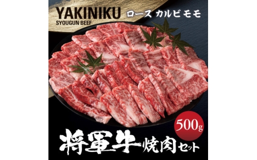 ＜将軍牛＞特選焼肉セット ロース カルビ もも 3種類 500g【1652110】 2222272 - 岡山県津山市