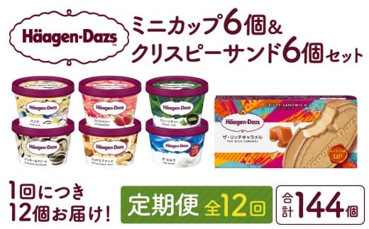 ＜全12回定期便・連続＞ハーゲンダッツ『ミニカップ＆クリスピーサンドセット(合計144個)』アイスクリーム アイス スイーツ デザート_H0026-043