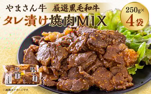 黒毛和牛やまさん牛　タレ漬け焼肉MIX250g×4【1607963】