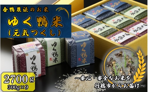 CB-001_合鴨農法のお米「ゆく鴨米」（元気つくし）2,700ｇ～安心･安全なお米を行橋市からお届け 2246161 - 福岡県行橋市
