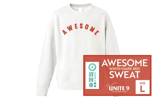 AWESOME SWEAT WHITE×DARK RED / L FUN工房UNITE9 2229019 - 群馬県沼田市
