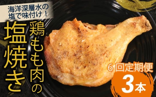 【隔月６回定期便】鶏もも肉の塩焼き３本 阿波彩どり室戸海洋深層水使用 鶏肉 骨付き肉 骨付鳥 惣菜 簡単調理 定期便 冷凍 送料無料