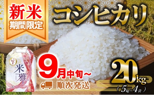 【新米先行予約】新米 コシヒカリ 20kg 白米【9月中旬～順次発送】令和７年産（58-15）精米 直前精米 新米 化学肥料不使用 有機米 お米 こめ コメ こしひかり 人気 兵庫県産 精米