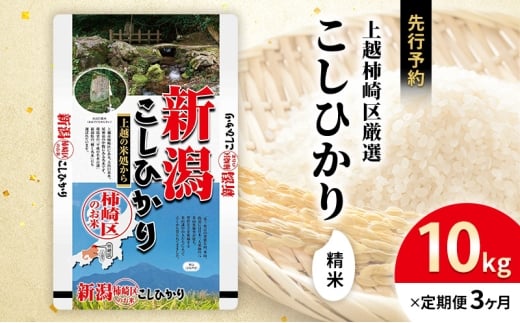 令和7年産 先行予約 新潟県上越柿崎区厳選 こしひかり 精米 10kg 3か月定期便 上越市 精米 米 コメ コシヒカリ ブランド米