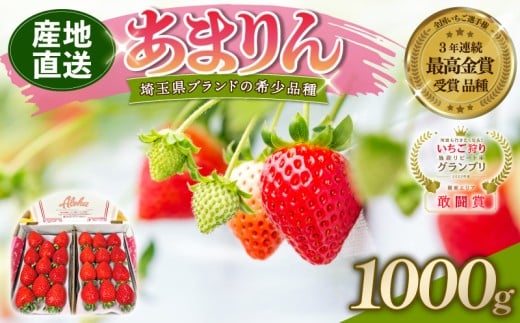 【予約】あまりん 1kg 全国いちご選手権 3年連続最高金賞 (250g×4P) いちご 苺 ストロベリー 産地直送 ご当地 果物 くだもの フルーツ デザート 食品 冷蔵 ロコファーム 埼玉県 羽生市