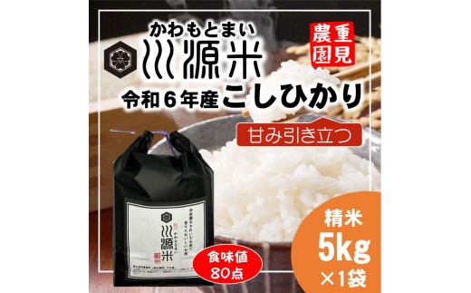川源米 令和6年産こしひかり 出荷直前精米 5kg 2231624 - 広島県東広島市