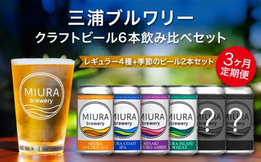 [全3回定期便][三浦ブルワリー]クラフトビール定番4本と季節のビール2本飲み比べセット M110-T02