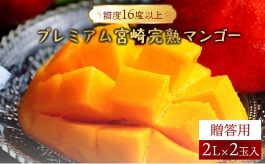 【やました農園】＜先行予約＞糖度16度以上のプレミアム宮崎完熟マンゴー(2L×2玉入・贈答用) ＜ギフト用＞ AE-BC1 