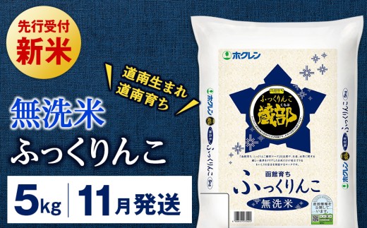 新米予約 【11月発送】 無洗米　ふっくりんこ 5kg 【JA新はこだて】