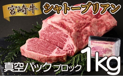 SKCTB【発送月が選べる】 宮崎牛シャトーブリアンブロック1kg（真空パック）