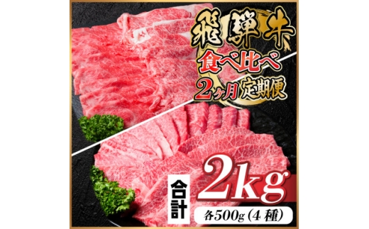 レビューキャンペーン実施中!飛騨牛霜降り・赤身食べ比べセット　2ヶ月定期便　計2kg　A4～A5【4057105】 1505009 - 岐阜県羽島市