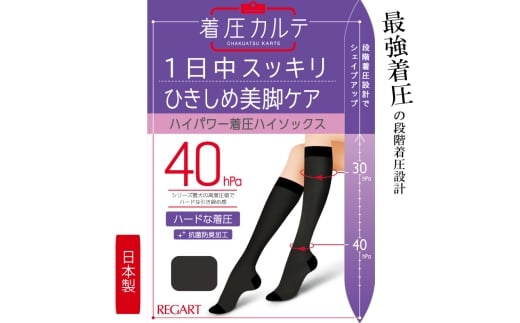 [メディックピエドシリーズ]高着圧ハイソックス ブラック S22-24cm M2 3-2 5cm