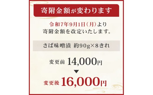 東京都江東区のふるさと納税 【京粕漬 魚久】さば味噌漬 8枚（2枚入×4パック）　約720ｇ  【魚久 さば サバ 味噌漬 味付き 旨味 夕飯 おかず グルメ 食品 】