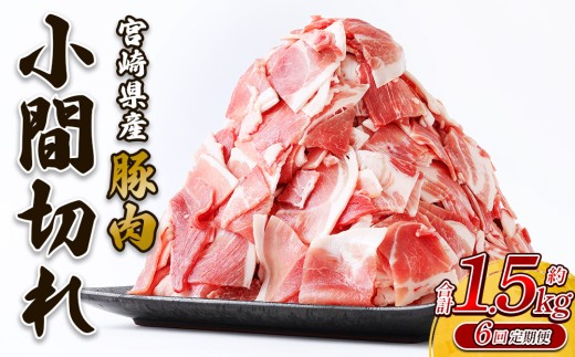 【2025年9月発送開始】【6回定期便】豚肉 宮崎県産 いもこ豚 小間切れ 1.5kg 9kg 定期便 6回 しゃぶしゃぶ  小分け 豚 スライス 薄切り こま切れ 細切れ こまぎれ 豚丼 国産 九州産 宮崎 ブランド 冷凍 送料無料