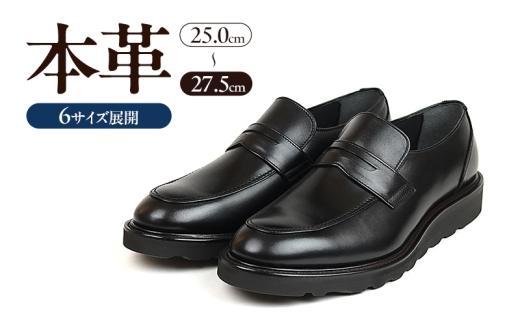 0288 カジュアルシューズ ローファー 3Eウィズ BLACK(ブラック) メンズ ファッション 靴 シューズ 本革 25.5cm 