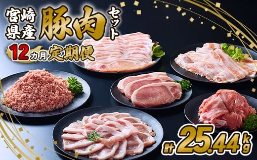 【2025年11月発送開始】【12ヶ月定期便】宮崎県産 いもこ豚 月替わり定期便 25.44kg 12回 毎月 お楽しみ 満喫 満足 堪能 セット しゃぶしゃぶ 切り落とし 小分け 豚 豚バラ ロース 肩ロース スライス 小間切れ 豚丼 しょうが焼き 国産 九州産 宮崎 ブランド 冷凍 送料無料