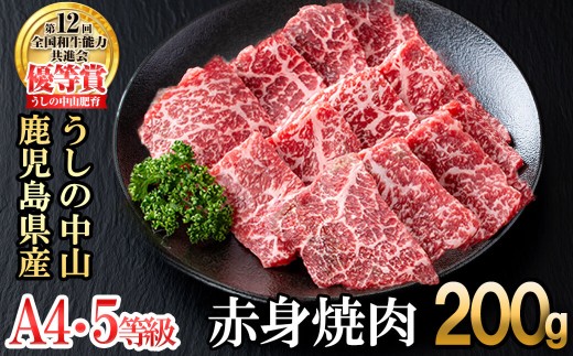 <A4・A5等級>鹿児島県産黒毛和牛 うしの中山 赤身焼肉用200g 黒毛和牛 和牛 肉 牛肉 国産 九州産 鹿児島県産 焼肉 赤身 日本一 a1-144 2239156 - 鹿児島県志布志市