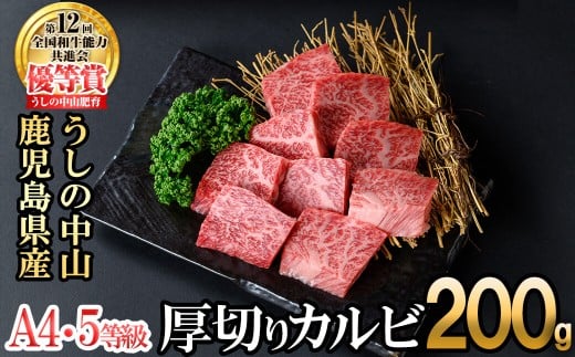 <A4・A5等級>鹿児島県産黒毛和牛 うしの中山 焼き肉用厚切りカルビ 200g 鹿児島県産 黒毛和牛 和牛 カルビ 切り落とし 肉 牛肉 国産 九州産 焼肉 BBQ A5 A4 日本一 ランキング 人気 a0-383 2239155 - 鹿児島県志布志市