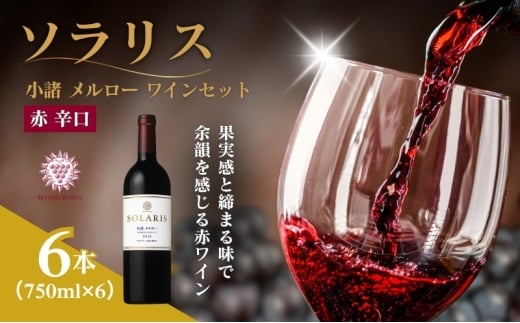 日本ワイン ソラリス 小諸 メルロー ワインセット 750ml×6本 赤ワイン マンズワイン 酒 お酒 洋酒 果実酒 ぶどう酒 長野 長野県 小諸市[№5915-1637]