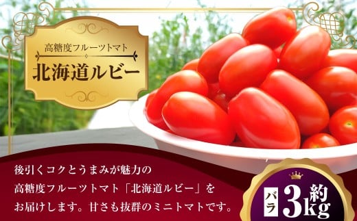 ミニトマト「北海道ルビー」約3kg バラ 野菜 高糖度 北海道 浦臼町 【2025年11月下旬迄発送】 2188435 - 北海道浦臼町
