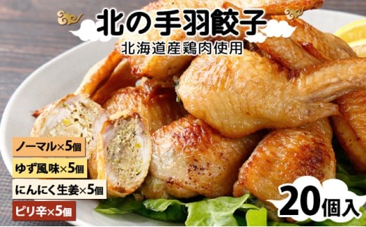 北海道産鶏肉を使った手羽先餃子【北の手羽ぎょうざ】20個セット(5個×4袋)≪配送地域限定≫【53102】 1015589 - 北海道岩見沢市