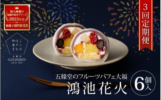 ★多数のメディアで紹介されました★ 【定期便・3か月連続】五條堂のフルーツパフェ大福「鴻池花火」(6個入り)