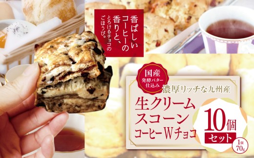 国産発酵バター仕込み濃厚リッチな九州産生クリームスコーン コーヒーＷチョコ10個セット  | お菓子 菓子 おかし 洋菓子 焼き菓子 イギリス菓子 コーヒースコーン チョコスコーン コーヒー チョコ おやつ デザート スイーツ 手作り ティータイム アフタヌーンティー 大分県 中津市 888061 - 大分県中津市
