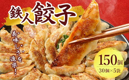 鉄人餃子　150個(30個×5袋)_ ぎょうざ 餃子 ギョウザ 鉄人餃子 冷凍 総菜 中華 おかず おつまみ 人気 おすすめ 贈答 ギフト 送料無料 お取り寄せ 国産 奈良県 簡単調理 便利 【1373365】 618417 - 奈良県大和高田市