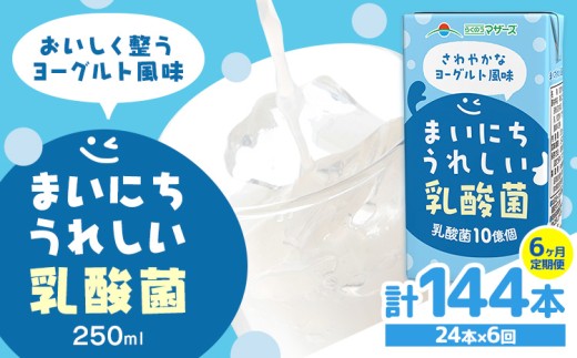 常温保存可能【1ヶ月毎6回定期便】まいにちうれしい 乳酸菌 ヨーグルト風味 250ml×24本 計144本 合同会社たべたせいか《お申し込みの翌月から出荷》熊本県 菊池市 紙パック ヨーグルト飲料 乳酸菌 ドリンク 飲み物 飲料 常温保存 国産 熊本県産