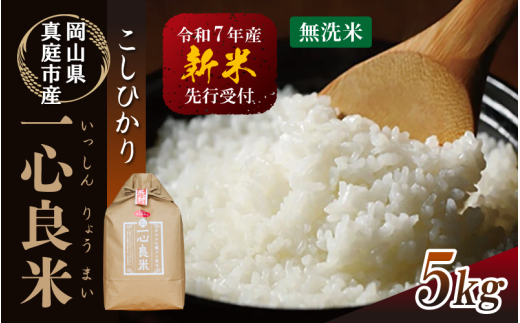 【令和7年産先行予約】 真庭市産コシヒカリ 米ぬか 牡蠣栽培米 『 一心良米 』 無洗米 ５kg / お米 いっしんりょうまい 岡山県 真庭市 無洗米 米 コシヒカリ こしひかり 人気 ブランド米 新米 令和7年産 2025年産