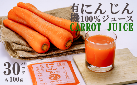 ベルファームつくばのにんじんジュース 100% 100g × 30袋 [離島・沖縄配送不可][ 茨城県 つくば市 にんじん ニンジン 人参 ジュース 健康 無農薬 新鮮 オーガニック フレッシュジュース 無添加 ]