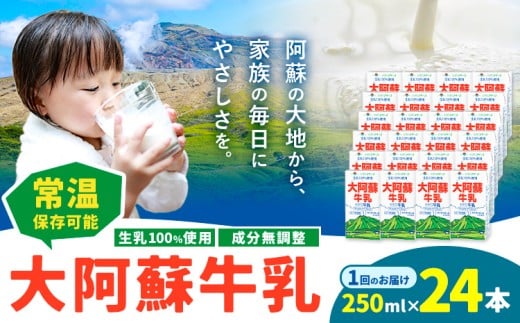 牛乳 常温保存可能 成分無調整 生乳100％使用 大阿蘇牛乳 紙パック 250ml×24本 合同会社たべたせいか《30日以内に出荷予定(土日祝除く)》熊本県 菊池市 牛乳 乳飲料 乳性飲料 ドリンク 飲み物 飲料 セット ロングライフ 熊本県産 989675 - 熊本県菊池市