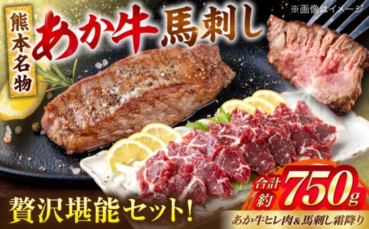 熊本の贅沢 あか牛 ヒレ肉 約450g 霜降り 馬刺し 約300g 各3P（計約750g）【合同会社 たべたせいか】 [AYCB072] 2234573 - 熊本県合志市