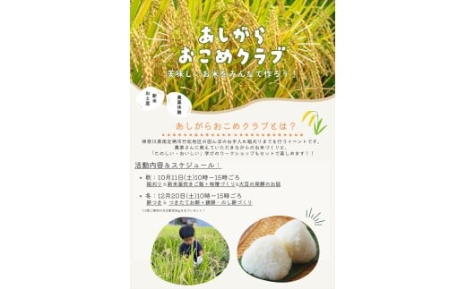【体験日　10月11日・12月20日】　家族みんなで地域体験！あしがらおこめクラブ　秋のお米の収穫＆冬の餅つき・味噌づくり 体験チケット【 利用券 神奈川県 南足柄市 】 2234516 - 神奈川県南足柄市