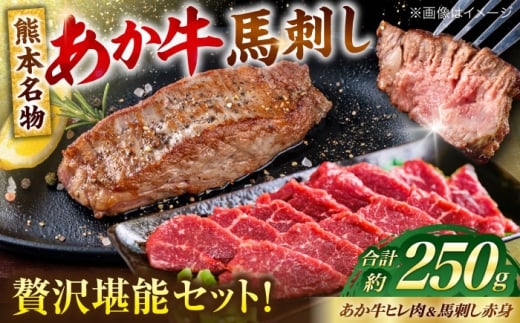 熊本の贅沢 あか牛 ヒレ肉 約150g 赤身 馬刺し 約100g 各1P(計約250g)[合同会社 たべたせいか] [AYCB065]