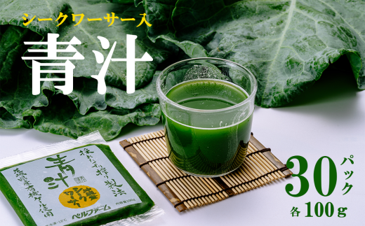青汁シークワーサー入り 100g × 30 パック [離島・沖縄配送不可][ 茨城県 つくば市 飲料 ドリンク あおじる 青汁 健康 無添加 有機ケール オーガニックケール ]