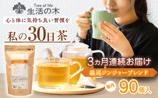 [3回定期便] 私の30日茶 温巡ジンジャーブレンド 90個入(90日分) 瑞浪市 / 生活の木 瑞浪ファクトリー直送 ブレンドティー お茶 [AZBE061]