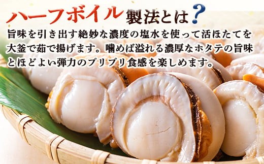 冷凍ハーフボイルほたて500g×2（30～34粒）オホーツク産