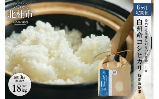 【令和7年度米6ヶ月定期便】白州産コシヒカリ　特別栽培米　3キロ  おこめ コシヒカリ 山梨県産 もっちり おにぎり お弁当