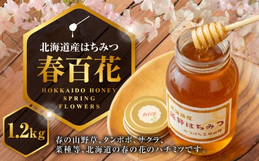 はちみつ 春百花1200g 北海道 鷹栖町 山路 みつばち ハチミツ 蜂蜜 ハチ蜜 ハチミツ 蜂蜜 はちみつ