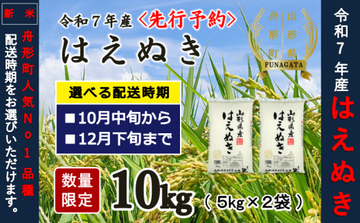 12月中旬発送【先行予約】令和7年産　精米はえぬき10kg（5kg×2袋）10月～12月発送