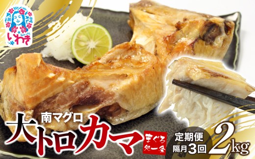 【定期便/隔月/計3回】南マグロ大トロカマ2kg（計6kg）|加熱用 選べる 回数 定期便 ｜ 冷凍 塩焼き 煮付け まぐろ 鮪 マグロ 焼き魚 高級種 希少部位 2173827 - 福島県いわき市
