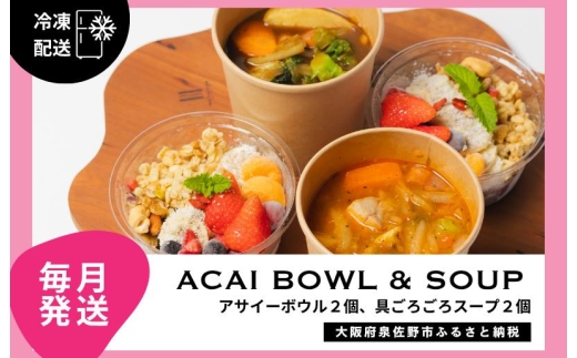 【定期便】アサイーボウル 2個＆具ごろごろスープ 2個 全12回【毎月配送コース】