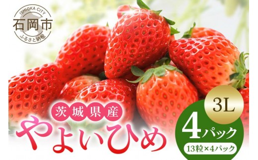 【2026年先行予約】やよいひめ 3L いちご イチゴ 苺 13粒 4パック 1kg 以上 国産 果物 フルーツ くだもの 1月 2月 3月 発送 冬 旬 産地直送 農家直送 産直 甘い デザート スイーツ 家庭用 贈答 贈答用 茨城 茨城県 石岡市 (A13-005)