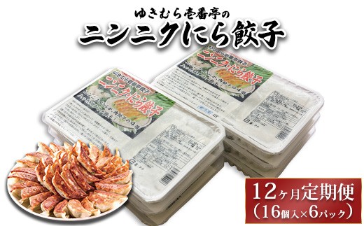 【12ヶ月定期便】ゆきむら壱番亭のニンニクにら餃子6パック(96個入り) ※離島への配送不可 2238465 - 茨城県土浦市
