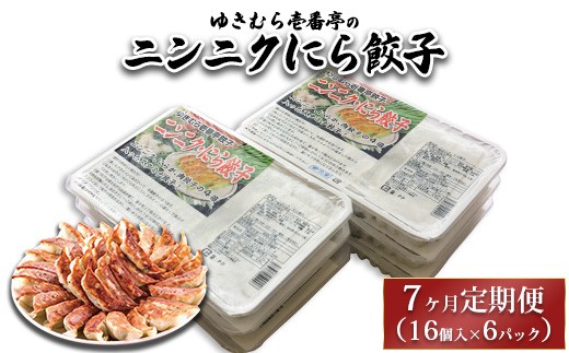 【7ヶ月定期便】ゆきむら壱番亭のニンニクにら餃子6パック(96個入り) ※離島への配送不可 2238460 - 茨城県土浦市