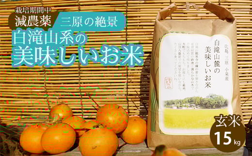 ≪栽培期間中減農薬≫ 三原の絶景白滝山系の美味しいお米 玄米15kg 瀬戸内ビオファーム ご飯 米 おこめ 002035