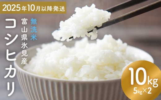 コシヒカリ 無洗米 10kg （5kg×2） 富山県氷見産 ＜2025年10月以降発送＞ 富山県 氷見市 米 コシヒカリ