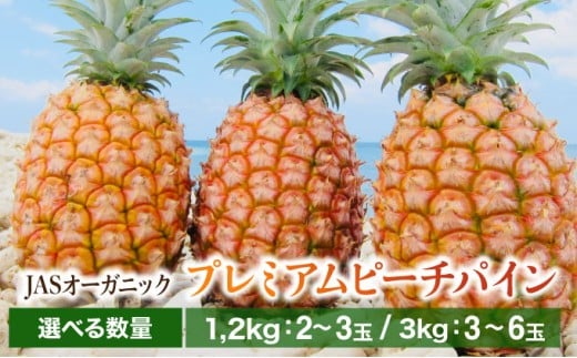 [選べる容量][JASオーガニック]プレミアムピーチパイン 約1.2kg〜3kg 2〜6玉
