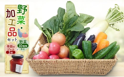 野菜・加工品セット 野菜10種類以上＋季節のジャム3個 野菜 季節の野菜 セット 産地直送 新鮮 野菜農家 季節 詰め合わせ 産直 国産 お楽しみ おまかせセット 千葉市 [№5346-1445]